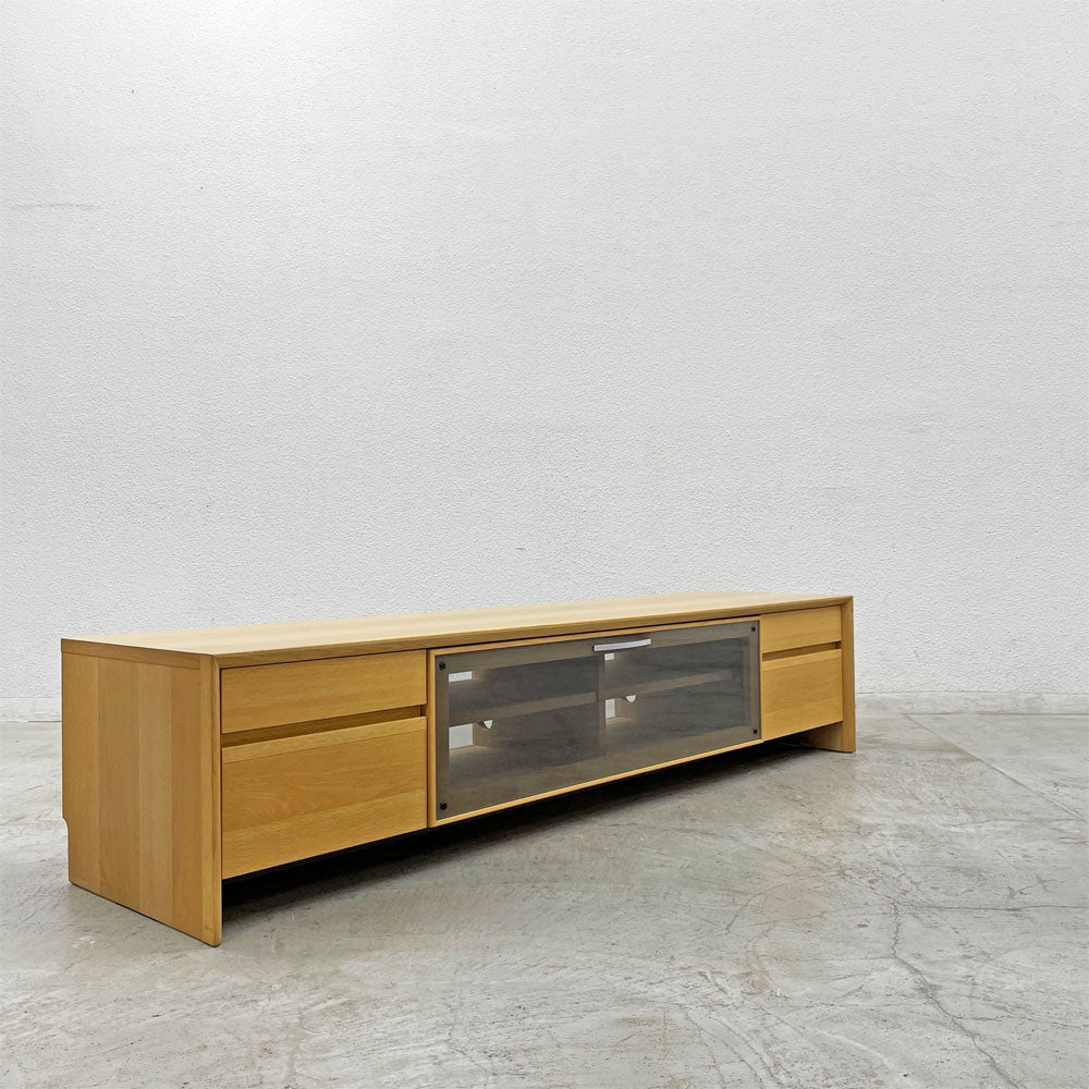 【登戸BASE店】カリモク karimoku QT2814 テレビボード AVボード オーク材 W180cm ガラス扉 抽斗4杯 5口コンセント付 参考価格￥199,100- 廃番 買取させていただきました。