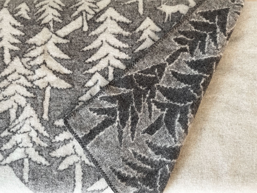クリッパン KLIPPAN × ミナペルホネン mina perhonen ハウスインザフォレスト HOUSE IN THE FOREST ウールブランケット グレー 130×180cm  中古品  買い取りしました。