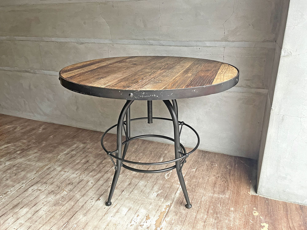 クラッシュゲート CRASH GATE ノットアンティークス Knot antiques バッカス BACCHUS サークルテーブル Φ90 昇降式 ニレ古材 アイアン 中古品 買い取りしました。