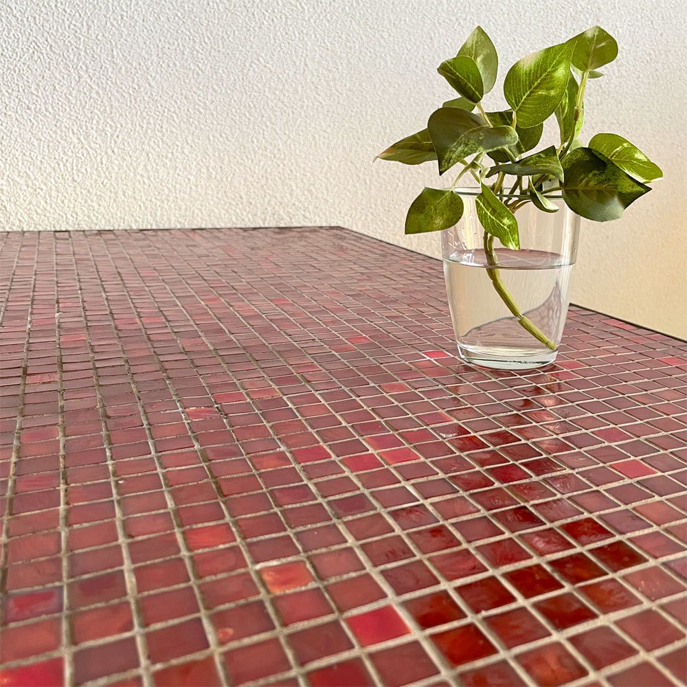 【登戸BASE店】ビンテージ アノニマス ハンドメイド ガラス モザイク タイルトップ スチールボディ スクエア ダイニングテーブル カフェテーブル W120×120cm 希少品 買取させていただきました。