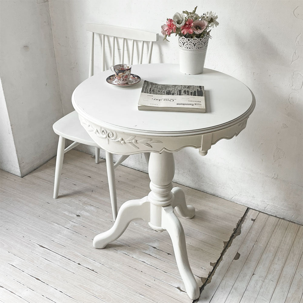 【下北沢店】カントリーコーナー Country Corner ロマンスコレクション カフェテーブル ダイニングテーブル ラウンド ホワイトペイント フレンチカントリー 店舗什器 買取させていただきました。