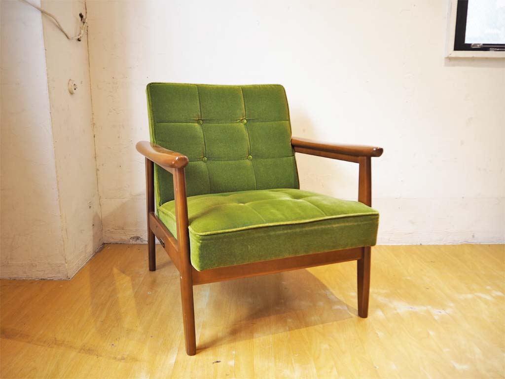 カリモク60 karimoku60 ロクマル Kチェア 1シーター ソファ モケットグリーン ミッドセンチュリー 中古品 買い取りしました。