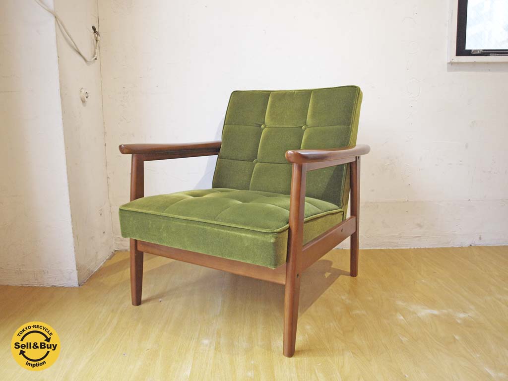 カリモク60 karimoku60 ロクマル Kチェア 1シーター ソファ モケットグリーン ミッドセンチュリー 中古品 買い取りしました。