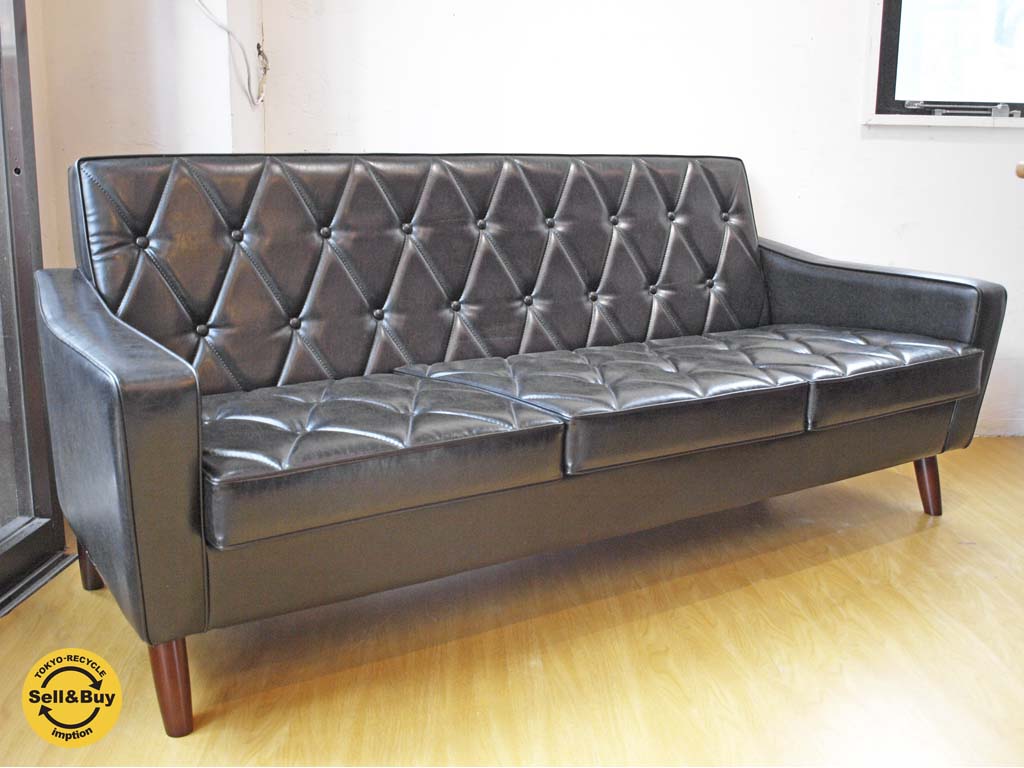 カリモク60 karimoku ロビーチェア Lobby chair 3シーター スタンダードブラック ミッドセンチュリー 中古品 買い取りしました。
