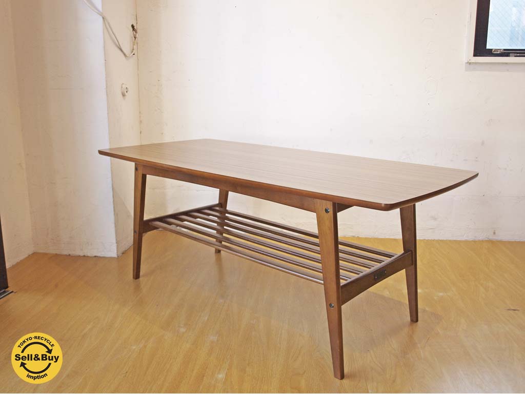 カリモク60 karimoku60 リビングテーブル Lサイズ ウォールナットカラー デコラトップ 幅119cm ミッドセンチュリーデザイン 中古品 買い取りしました。