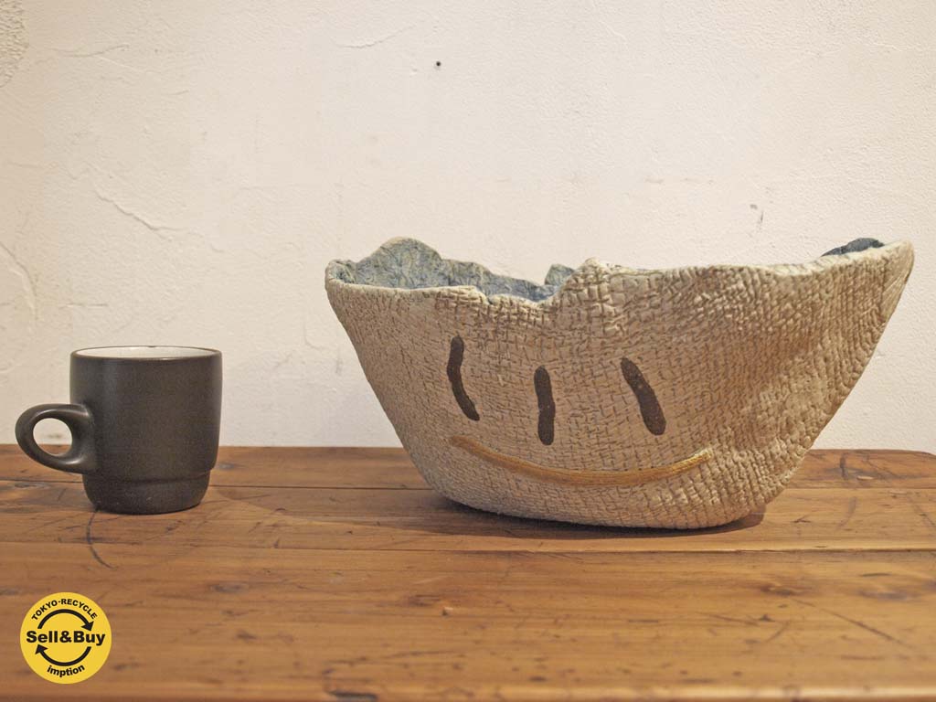 キム・ホノ 金憲鎬 KIM・HONO 楕円鉢 器 フラワーベース Vase 花器 陶器 陶芸 現代人気作家  中古品 買い取りしました。
