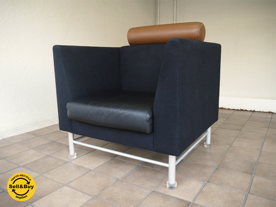 ノル Knoll ノール 巨匠 エットーレ・ソットサス Ettore Sottsass '82 デザイン 希少 ビンテージ 名作 イーストサイドソファ Eastside Sofa ブラック × ブラウン レザーコンビ メンフィス・グループ ポストモダン ソットサス・アソシエイツ 新着商品 買い取りしました！ 用賀店 出張買取もお任せ下さい。