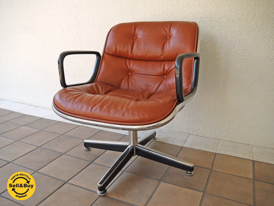 ノール Knoll ポロックチェア Pollock Chair アーム & レザーシート オリジナルビンテージ 初期型 4本脚 本革 キャメルブラウン ノーマルベース仕様 グライズタイプ コンディション良好 アームチェア ワークチェア デスクチェア ミッドセンチュリー スイヴェルチェア 買い取りしました。用賀店 出張買取もお任せ下さい。