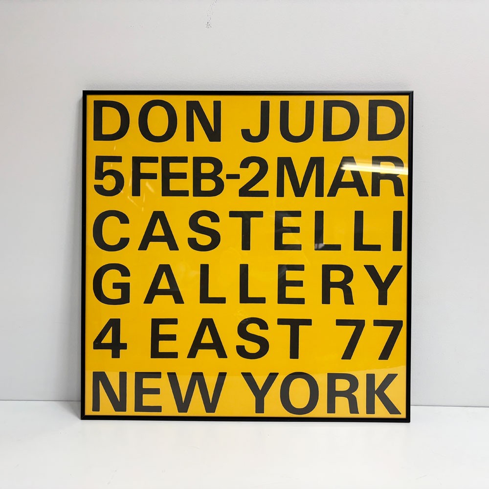 【祖師ヶ谷大蔵店】ドナルド・ジャッド Donald Judd 展覧会ポスター レオ・キャステリ・ギャラリー LEO CASTELLI GALLERY 1966年 アメリカ ミニマルアート 現代美術 額装品 買取させていただきました。