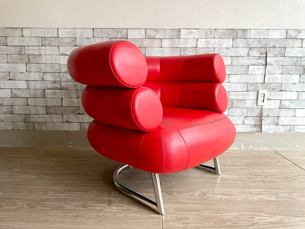 アイリーングレイ Eileen Gray ビべンダム チェア Bibendum Chair ラウンジチェア 1人掛けソファ 本革 クロームレッグ レッド リプロダクト 中古品  買い取りしました。