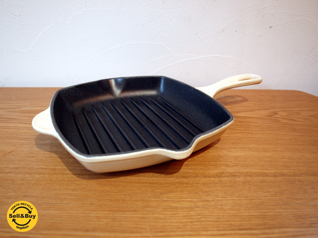 ル クルーゼ LE CREUSET グリルパン スキレット ベージュ 日本未入荷シリーズ ステーキ ハンバーグなどに ★ 中古品 買い取りしました。下北沢店 出張買取もお任せ下さい。