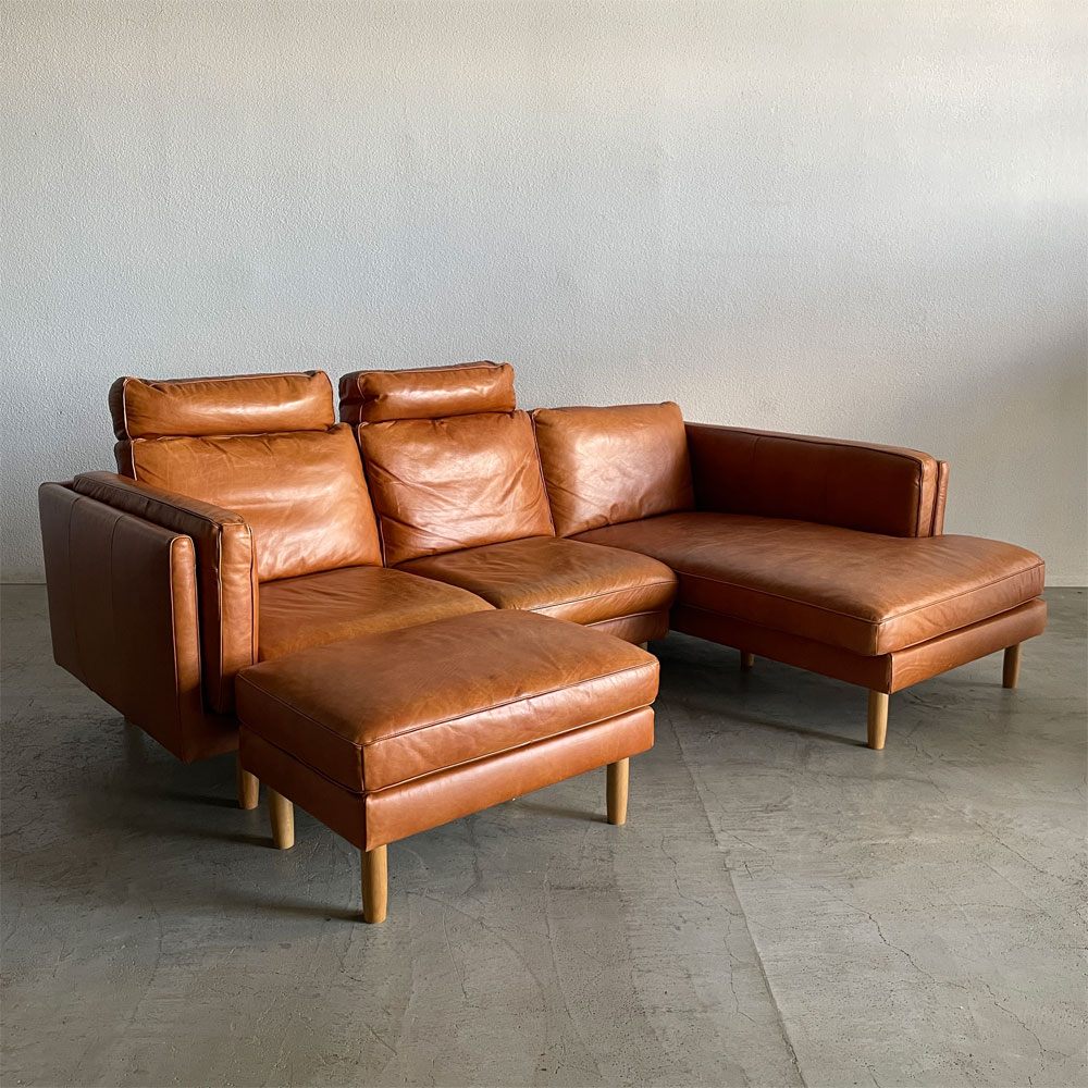 アクタス ACTUS ファイブ・バイ・ファイブ five by five デュベル DUBBEL 総本革張り ヘッドレスト×2個付き カウチソファ & オットマン セット 参考合計価格約57.5万円 ～ 寛ぎの時間を齎すナチュラルテイストのコンフォートシーティング！ ～