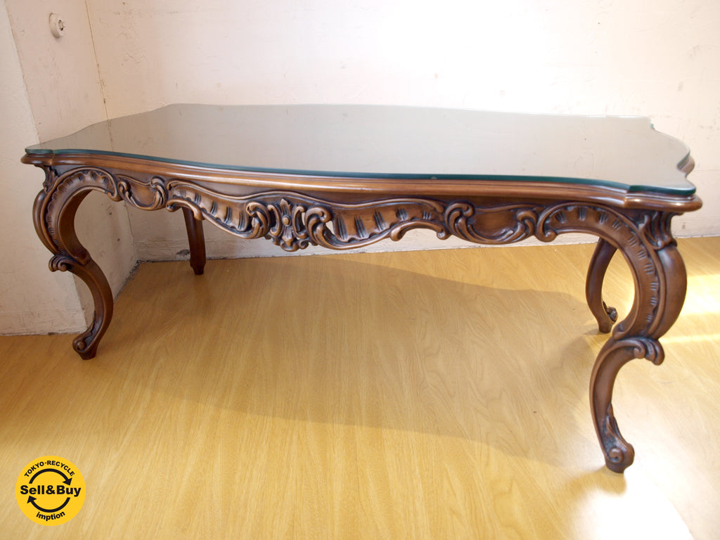 カリモク Karimoku ドマーニ Domani ルイ15世 Louis XV ガラストップ リビングテーブル センターテーブル ロココ調 クラシカルスタイル イタリア 中古品 買い取りしました。