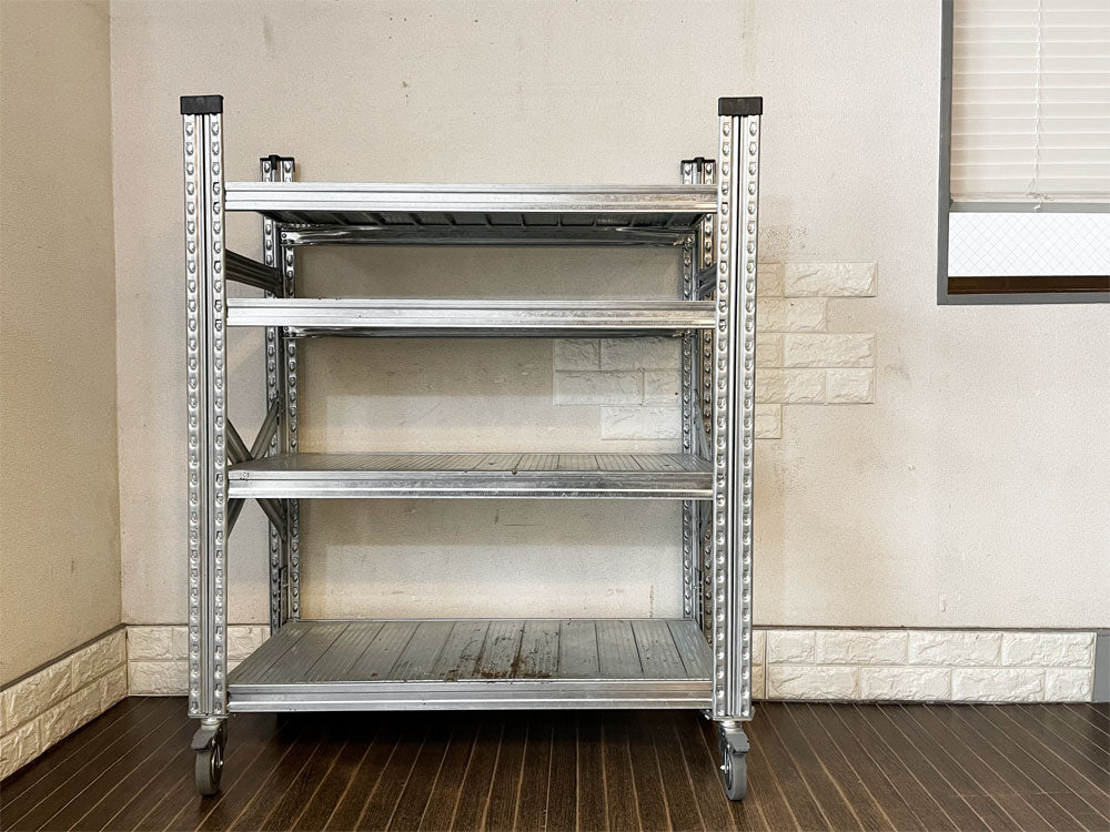 メタルシステム METALSISTEM SUPER123 スチールシェルフ 4段 キャスター付 W97cm イタリア製 インダストリアル アスプルンド ASPLUND 取扱 中古品  買い取りしました。