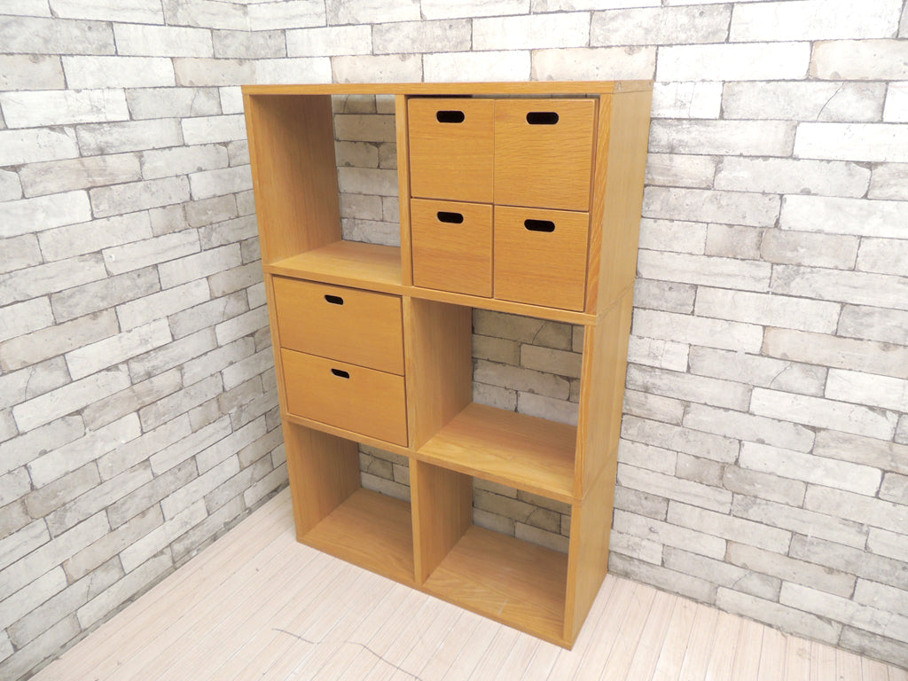 無印良品 MUJI スタッキングシェルフ 2×3 オーク材 オープンンシェルフ 純正スタッキングチェスト×2付き 定価35,880円  中古品 買い取りしました。