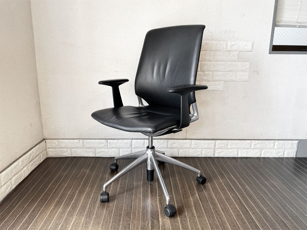 ヴィトラ vitra メダチェア Meda Chair デスクチェア ワークチェア レザー 本革 ブラック 座面昇降 リクライニング 角度調整 アルベルト・メダ 廃番  中古品  買い取りしました。
