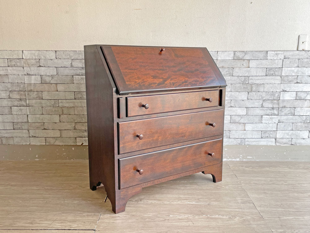 松本民芸家具 308型 ライティングビューロー ビューローチェスト ミズメザクラ 無垢材 民藝家具  中古品 買い取りしました。