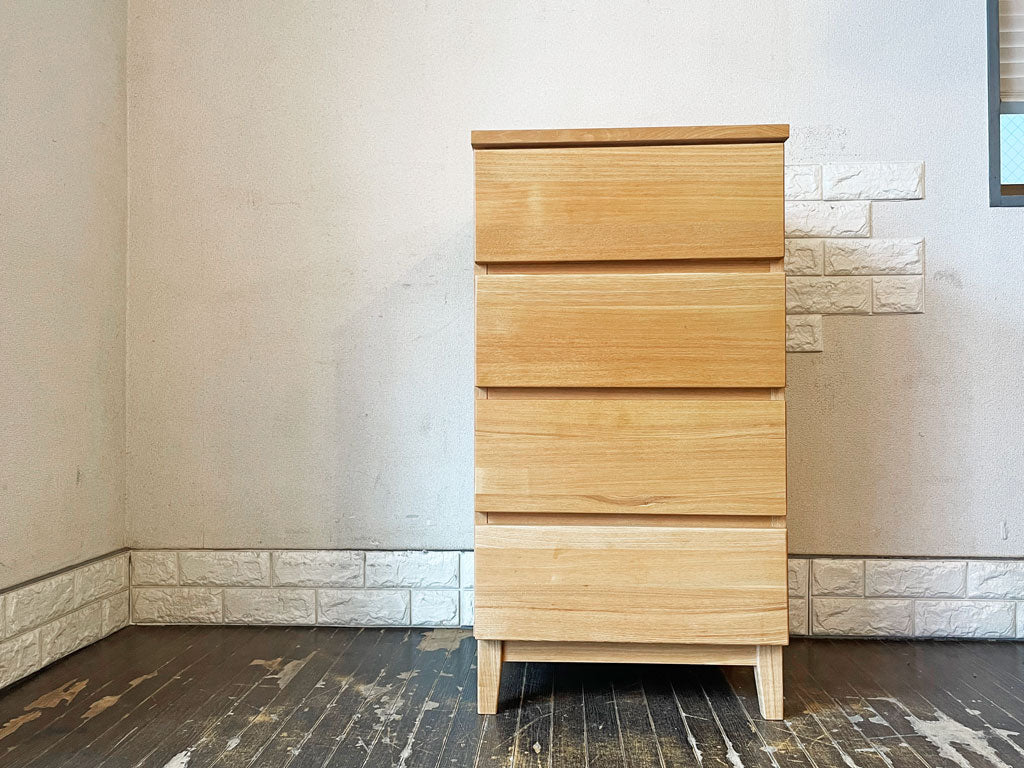 無印良品 MUJI スリムチェスト タモ材 4ドロワー W48cm ナチュラル 廃番  　中古品  買い取りしました。