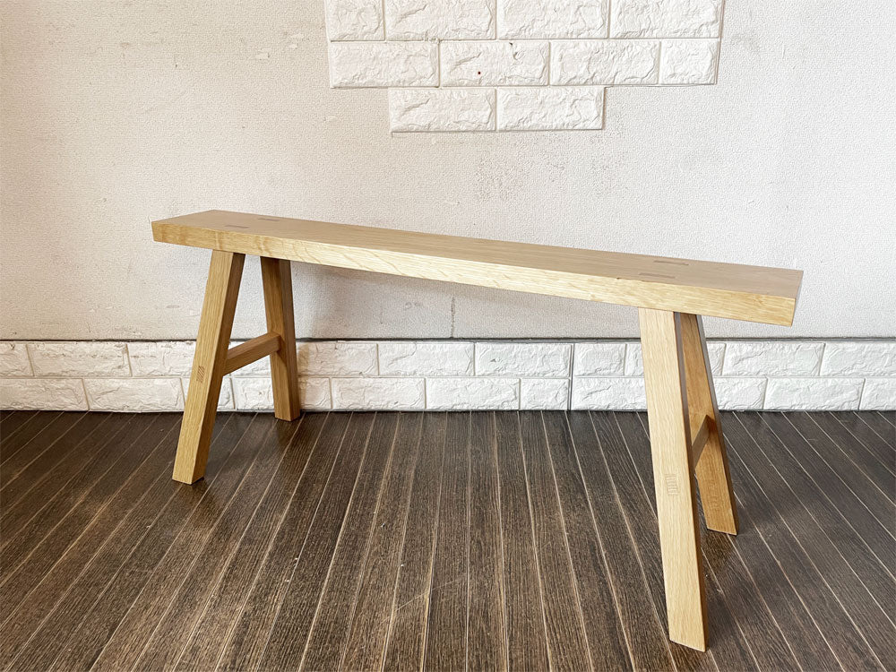 無印良品 MUJI 無垢材ベンチ オーク材 大サイズ W100cm ディスプレイ台 ナチュラル 廃番 中古品  買い取りしました。