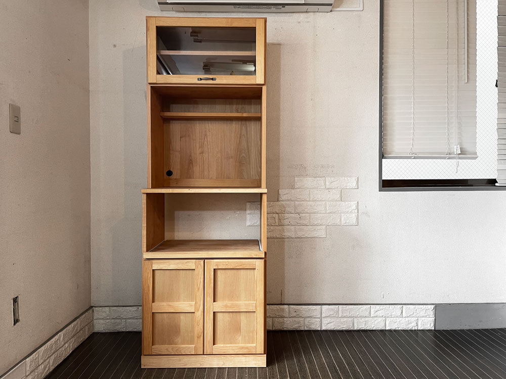 モモナチュラル MOMO natural ヴィボ VIBO レンジボード KD BOARD 630 キッチンボード 食器棚 フラップ扉 W63cm アルダー材 定価￥85,000-  中古品  買い取りしました。