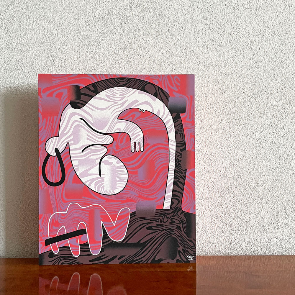 【登戸BASE店】キーニュ Keeenue アンタイトル Untitled アクリルペイント 50.5×60.5cm 箱付 2019年 オリジナル作品 サイン入り 買取させていただきました。