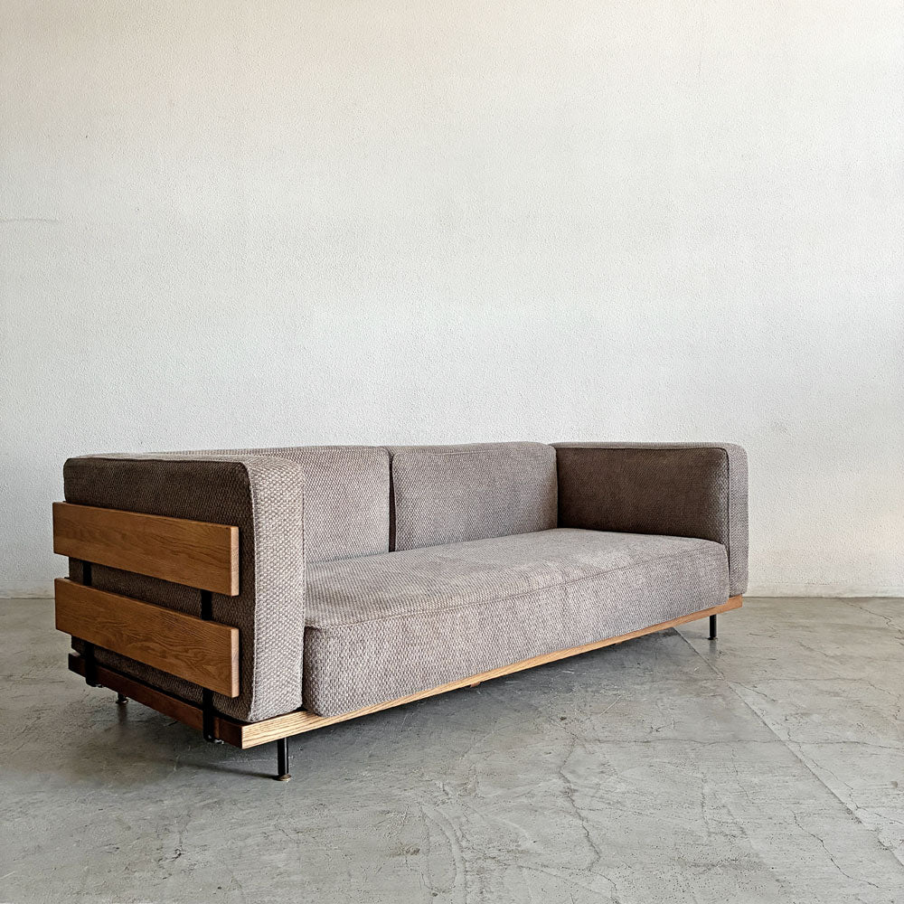【登戸BASE店】モモナチュラル MOMO Natural エヌボックス N.BOX SOFA ワイド3Pソファ カバーリングファブリック グレー系 オーク材 W205cm 定価￥205,000-以上 買取させていただきました。