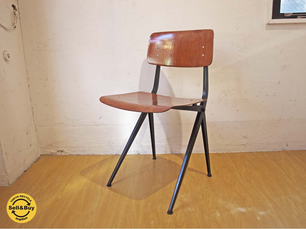 オランダ マルコ社 MARKO VEEDAM ビンテージ コンパスチェア インダストリアル プライウッド コンパス脚 中古品 買い取りしました。