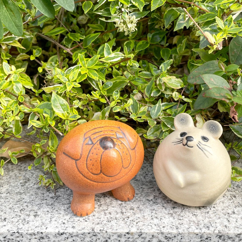 【自由が丘店】グスタフスベリ KERAMIK STUDION GUSTAVSBERG ケンネル kennel ブルドッグ ミニ 復刻品 ブラウン ＆ 3匹のねずみ ホワイト リサ・ラーソン 陶器 フィギュリン スウェーデン 北欧雑貨 買取させていただきました。