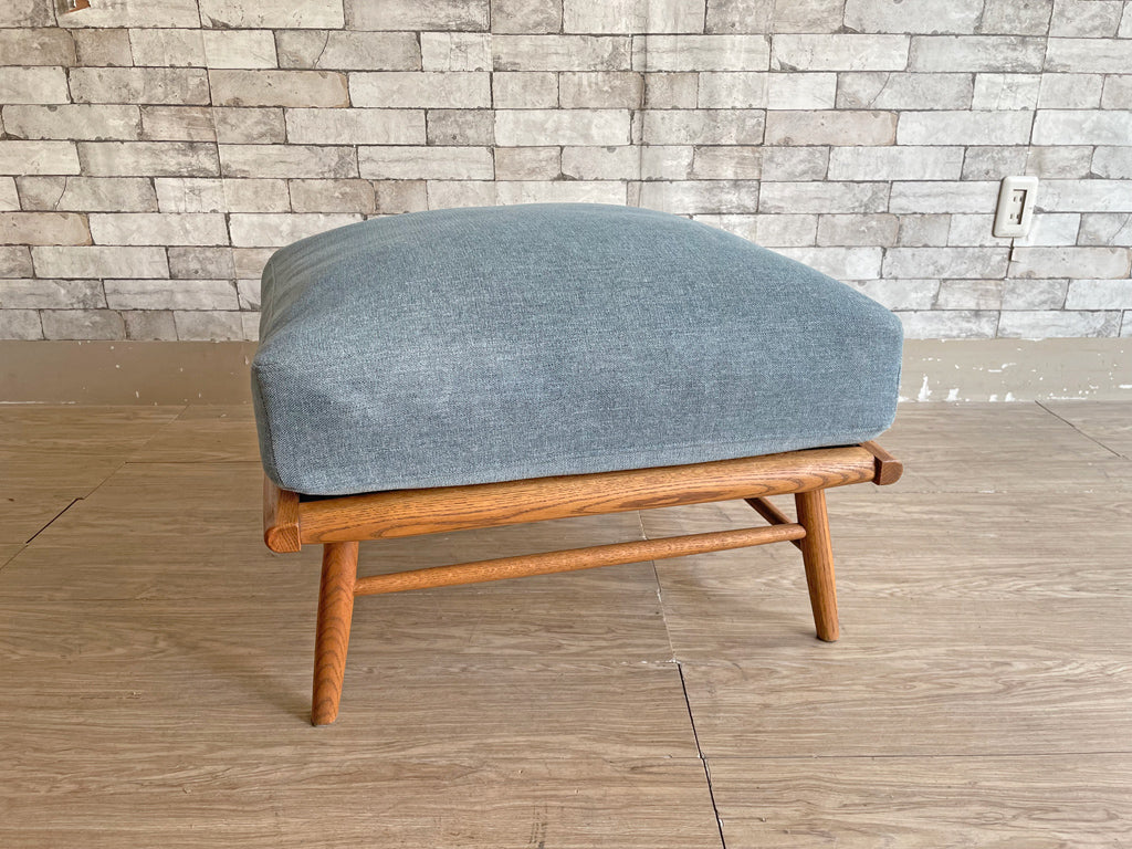 モモナチュラル Momo Natural クラウド CLOUD オットマン ファブリックシート オーク材 ライトブルー スツール サイドチェア 中古品  買い取りしました。