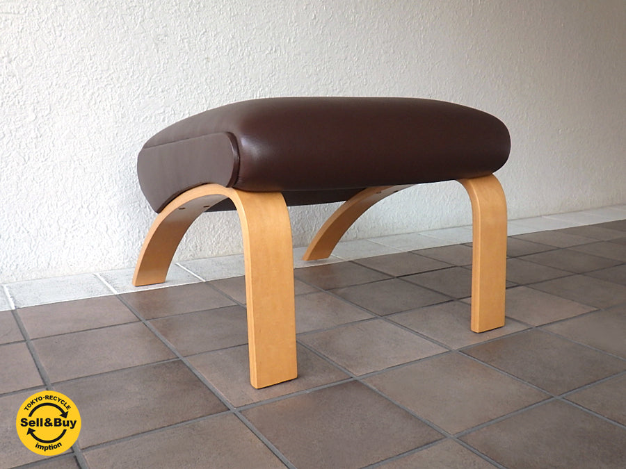 モダニカ MODERNICA オットマン スツール ビーチ ナチュラル × PUレザー ブラウン ミッドセンチュリーモダン 希少廃番アイテム ケーススタディー Case Study Furniture 買い取りしました！ 用賀店 出張買取もお任せ下さい。