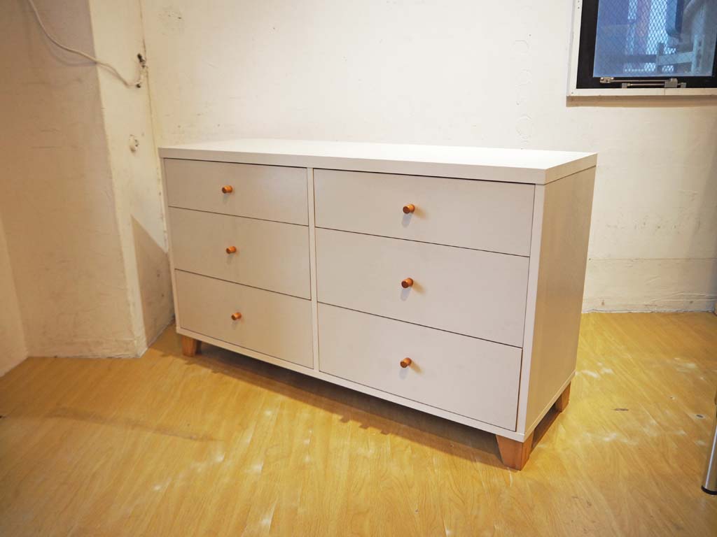 モモナチュラル Momo Natural ラブチェスト LOVE 6ドロワー ワイド ホワイトカラー 中古品 買い取りしました。