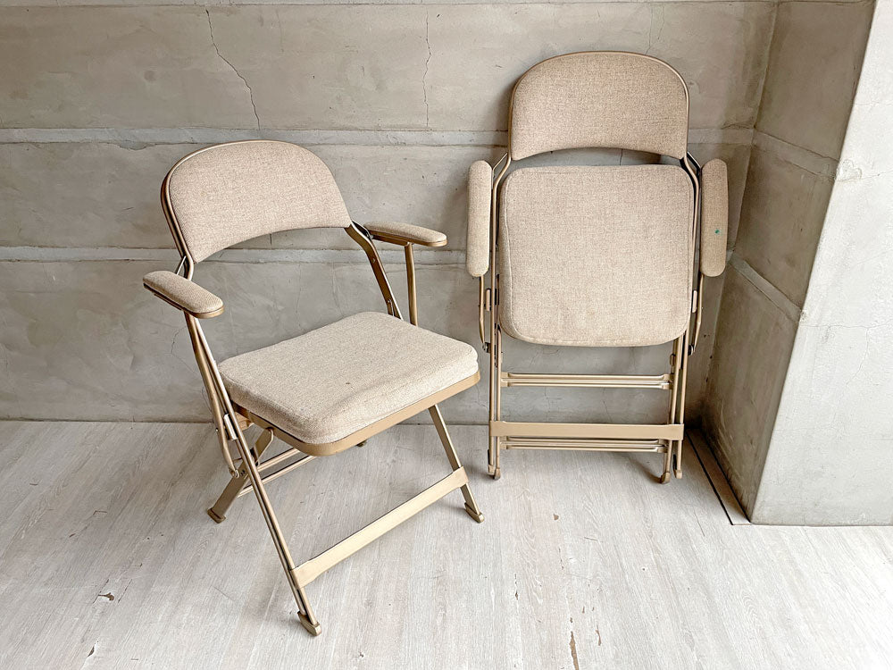 クラリン CLARIN フォールディングアームチェア FOLDING CHAIR WITH ARM フルクッション 折畳み US 米国 P.F.S 取扱 2脚 中古品 買い取りしました。