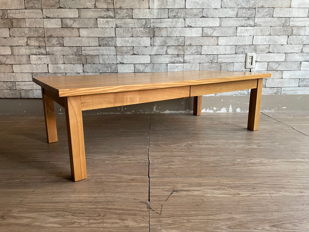 無印良品 MUJI タモ材 ローテーブル センターテーブル W120cm 抽斗2杯 ナチュラル シンプルデザイン 廃番 中古品 買い取りしました。