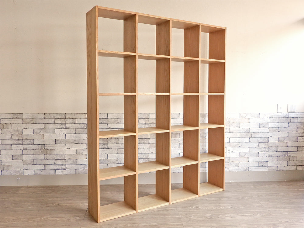 無印良品 MUJI オーク材 スタッキングシェルフ 4段×5列 ナチュラル オープンシェルフ ブックシェルフ 本棚 飾り棚 シンプルデザイン 定価56,800円 中古品  買い取りしました。