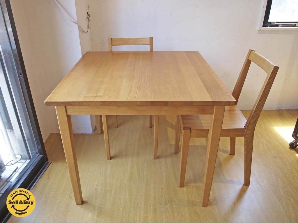 無印良品 MUJI 廃盤・希少 タモ無垢材 ダイニングテーブル 幅85cm アッシュウッドナチュラルカラー スクエア天板 中古品 買い取りしました。