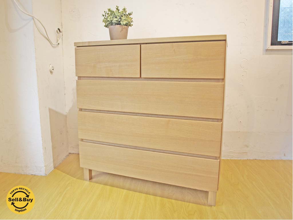 無印良品 MUJI 4段 チェスト タモ材 シンプル ナチュラルカラー 中古品 買い取りしました。