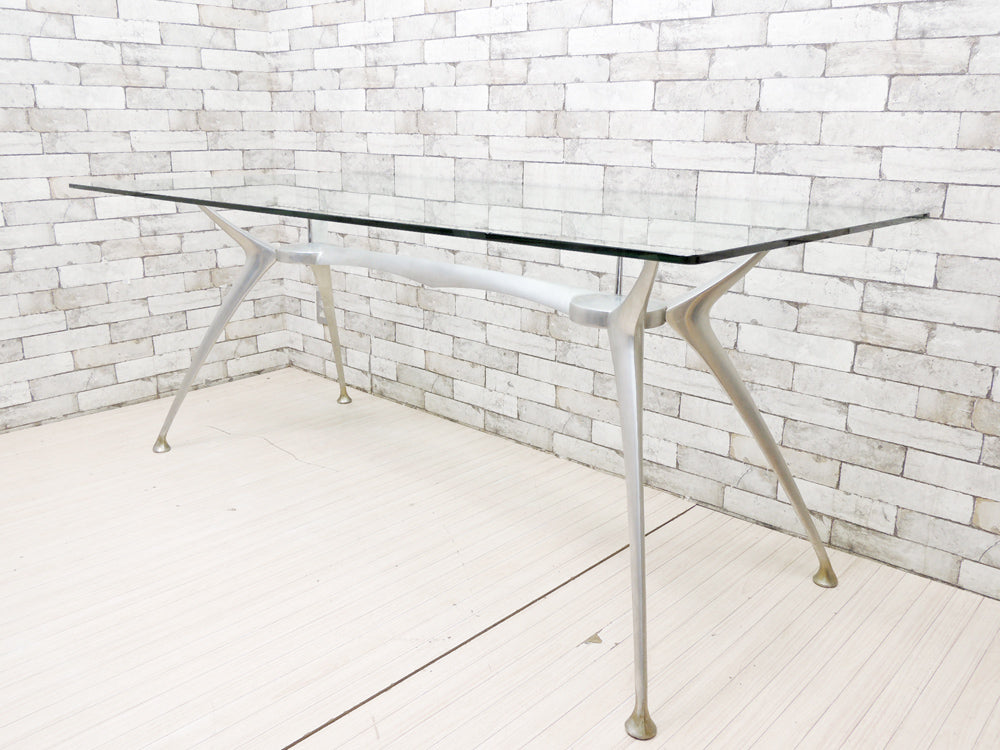 モダンデザイン Modern Design ダイニングテーブル ガラストップ アルミダイキャスト W180cm 中古品 買い取りしました。