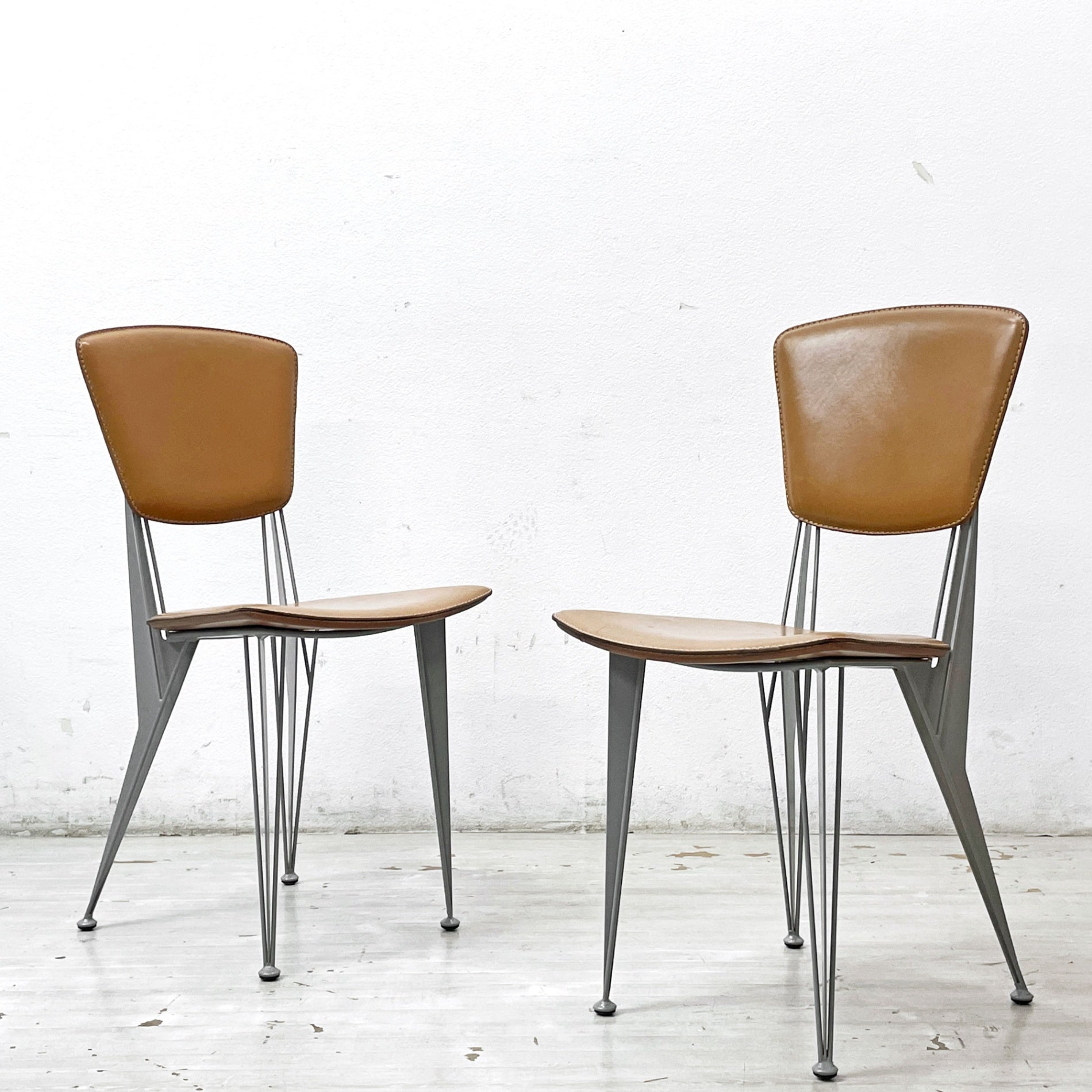 【祖師ヶ谷大蔵店】ファセム Fasem ダイニングチェア 2脚セット 本革×スチール ブラウン イタリアモダン アクタス取扱 買取させていただきました。