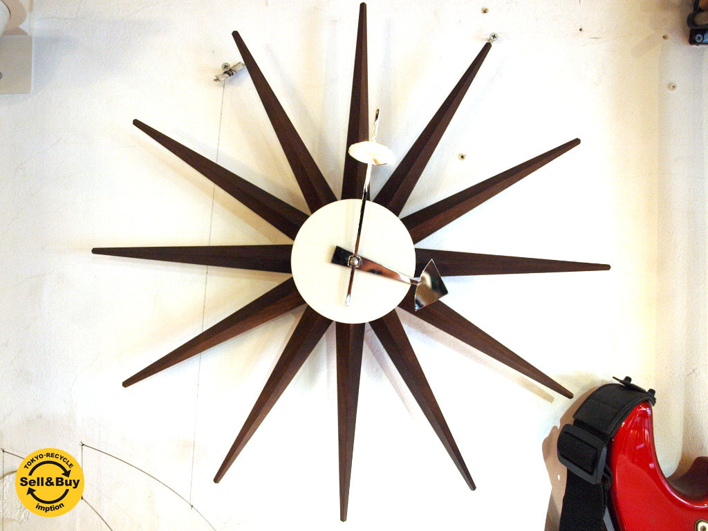 ヴィトラ Vitra サンバーストクロック Sunburst Clock ウォールナット 正規品 ★中古品 買い取りしました。下北沢店 出張買取もお任せ下さい。