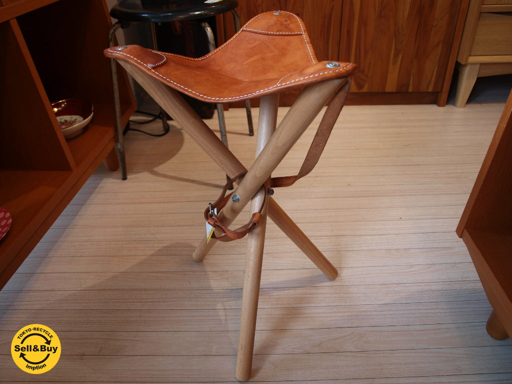 ノルマーク Normark ハンティング チェア Huntingchair 折畳 木製 ×レザー スツール ★中古品 買い取りしました。下北沢店 出張買取もお任せ下さい。