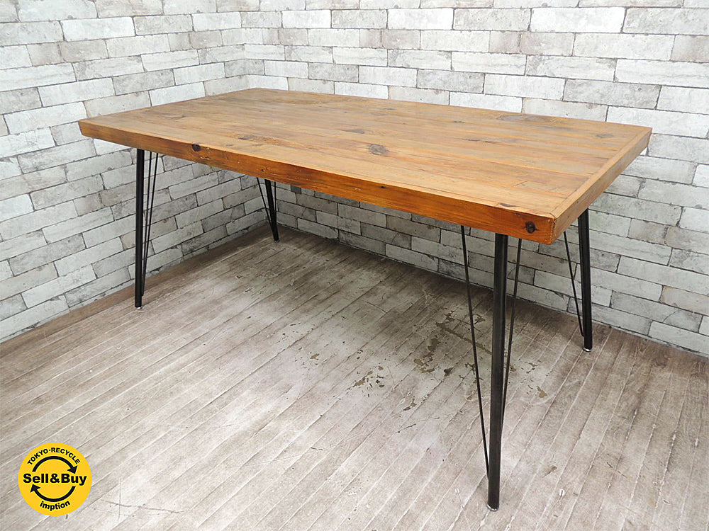 クラッシュゲート CRASH GATE ノットアンティークス Knot antiques フランク3 FRANKⅢ ダイニングテーブル 作業台 ワークテーブル 無垢集成パイン古材×アイアンレッグ W152 買い取りしました。用賀店 出張買取もお任せ下さい。