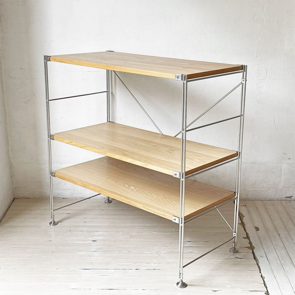 【下北沢店】無印良品 MUJI ステンレスユニットシェルフ オーク材 ワイド 小 W86 H83cm 本棚 飾り棚 収納棚 ナチュラル 買取させていただきました。