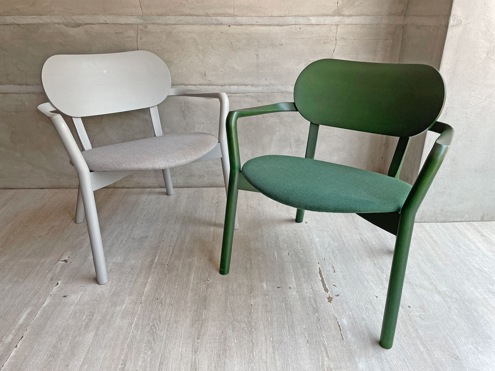 カリモク ニュースタンダード KARIMOKU NEW STANDARD キャストール ローチェア パッド CASTOR LOW CHAIR PAD モスグリーン&グレイングレー 定価￥98,450- 中古品 買い取りしました。