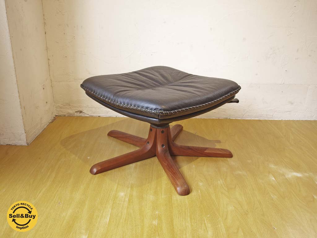 ベルグファニチャー BERG Furniture フットスツール オットマン チークレッグ レザーシート 角度調節可 デンマーク 中古品 買い取りしました。