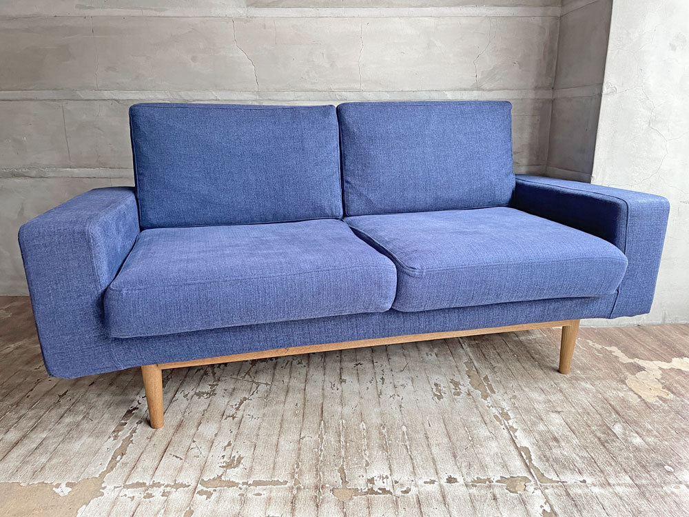 モモナチュラル MOMO Natural パトル PATORU W CUSHION 2P ソファ 2人掛けソファ ネイビー オーク無垢材 定価￥108,000- 中古品 買い取りしました。