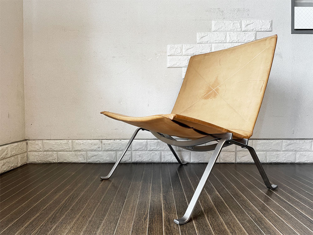 フリッツハンセン Fritz Hansen PK22 ラウンジチェア 本革 ナチュラルレザー ポール・ケアホルム 北欧 名作家具 定価￥855,800-  中古品  買い取りしました。