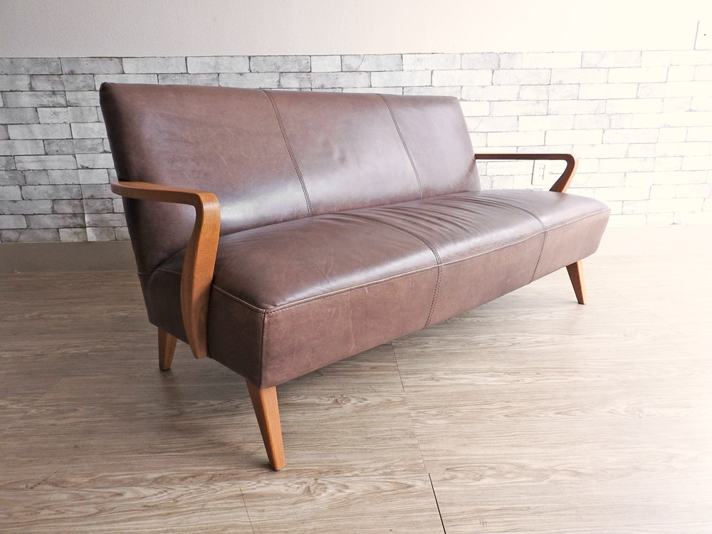クラッシュゲート CRASH GATE タブレザーワークス tabu Leather Works ACTA 3Pソファ 本革 オイルレザー オーク材フレーム 定価￥176,000-  中古品  買い取りしました。