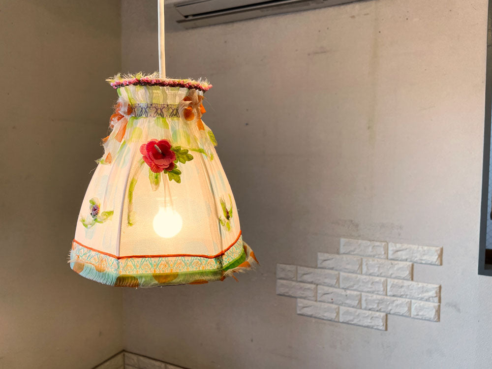 タジェ・ウッドアンドシェラー taj wood and scherer ペンダントライト フラワー×ドット ファブリックシェード Φ20cm ドイツ 中古品  買い取りしました。