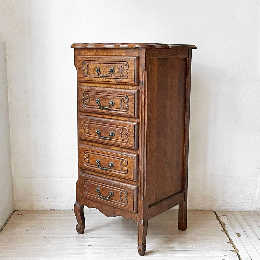 【下北沢店】三越家具 ブルージュ Brugge スリムチェスト キャビネット 5ドロワー ナラ無垢材 オーク無垢材 カントリーハウス クラシカル 英国スタイル 買取させていただきました。