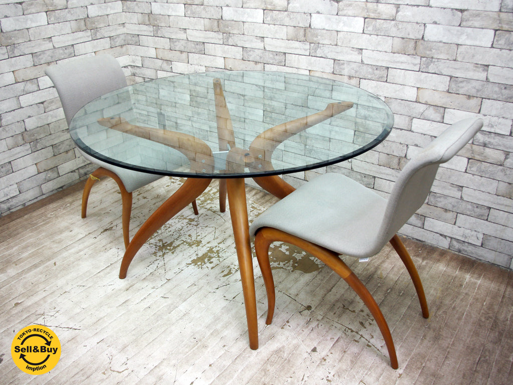 ポラダ porada レトロ1 RETRO1 DINING TABLE ガラステーブル ダイニングテーブル & ANXIE ダイニングチェア チェリー材 中古品 買い取りしました。